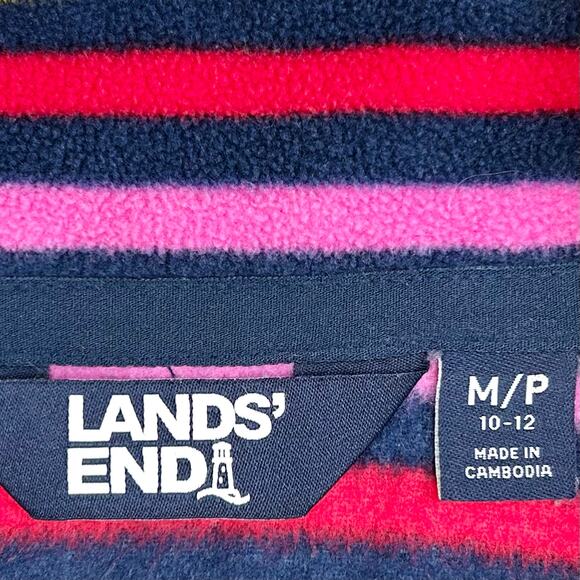 Lands' End Colorful Stripe Fleece Quarter-Zip Pullover - Picture 7 of 8